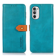 Funda de Cuero Cartera con Soporte Carcasa N07P para Motorola Moto Edge (2022) 5G Cian