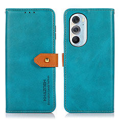 Funda de Cuero Cartera con Soporte Carcasa N07P para Motorola Moto Edge 30 Pro 5G Cian