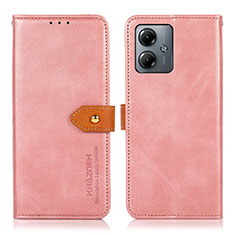 Funda de Cuero Cartera con Soporte Carcasa N07P para Motorola Moto G14 Rosa