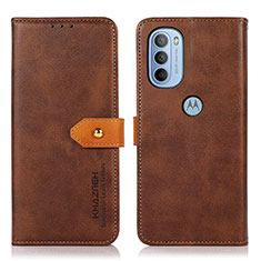 Funda de Cuero Cartera con Soporte Carcasa N07P para Motorola Moto G31 Marron