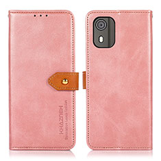 Funda de Cuero Cartera con Soporte Carcasa N07P para Nokia C02 Rosa