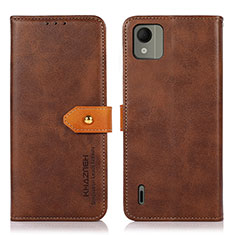 Funda de Cuero Cartera con Soporte Carcasa N07P para Nokia C110 Marron