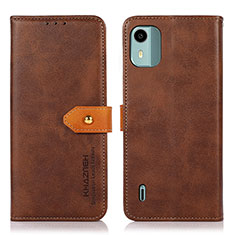 Funda de Cuero Cartera con Soporte Carcasa N07P para Nokia C12 Pro Marron