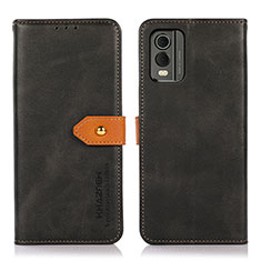 Funda de Cuero Cartera con Soporte Carcasa N07P para Nokia C32 Negro