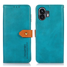 Funda de Cuero Cartera con Soporte Carcasa N07P para Nothing Phone 2 Cian