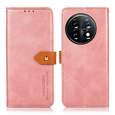 Funda de Cuero Cartera con Soporte Carcasa N07P para OnePlus 11 5G Rosa