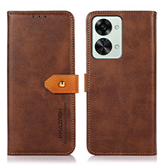 Funda de Cuero Cartera con Soporte Carcasa N07P para OnePlus Nord 2T 5G Marron