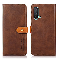 Funda de Cuero Cartera con Soporte Carcasa N07P para OnePlus Nord CE 5G Marron