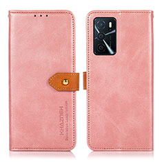 Funda de Cuero Cartera con Soporte Carcasa N07P para Oppo A16s Rosa