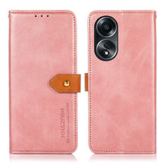 Funda de Cuero Cartera con Soporte Carcasa N07P para Oppo A58 4G Rosa