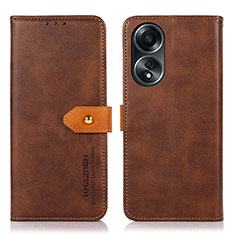 Funda de Cuero Cartera con Soporte Carcasa N07P para Oppo A58 5G Marron