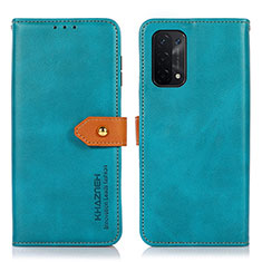 Funda de Cuero Cartera con Soporte Carcasa N07P para Oppo A74 5G Cian