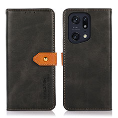 Funda de Cuero Cartera con Soporte Carcasa N07P para Oppo Find X5 Pro 5G Negro