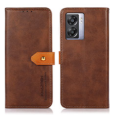 Funda de Cuero Cartera con Soporte Carcasa N07P para Oppo K10 5G India Marron