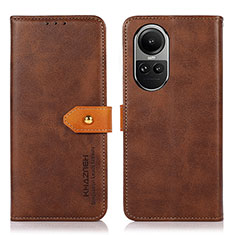 Funda de Cuero Cartera con Soporte Carcasa N07P para Oppo Reno10 Pro 5G Marron