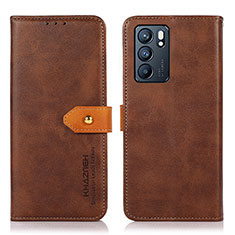 Funda de Cuero Cartera con Soporte Carcasa N07P para Oppo Reno6 5G Marron