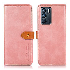 Funda de Cuero Cartera con Soporte Carcasa N07P para Oppo Reno6 5G Rosa