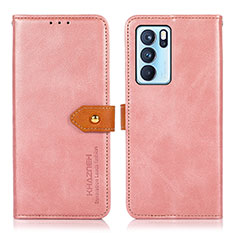 Funda de Cuero Cartera con Soporte Carcasa N07P para Oppo Reno6 Pro 5G India Rosa