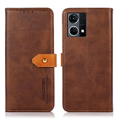 Funda de Cuero Cartera con Soporte Carcasa N07P para Oppo Reno7 4G Marron