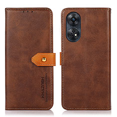 Funda de Cuero Cartera con Soporte Carcasa N07P para Oppo Reno8 T 4G Marron