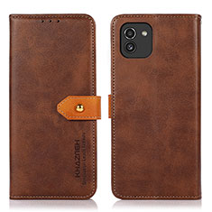 Funda de Cuero Cartera con Soporte Carcasa N07P para Samsung Galaxy A03 Marron