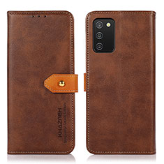 Funda de Cuero Cartera con Soporte Carcasa N07P para Samsung Galaxy A03s Marron