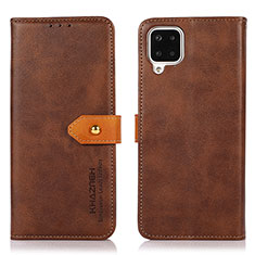 Funda de Cuero Cartera con Soporte Carcasa N07P para Samsung Galaxy A12 Marron