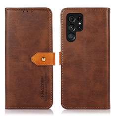 Funda de Cuero Cartera con Soporte Carcasa N07P para Samsung Galaxy S24 Ultra 5G Marron