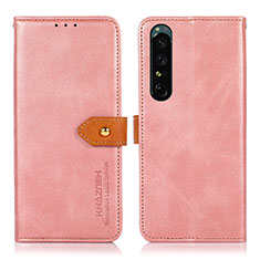 Funda de Cuero Cartera con Soporte Carcasa N07P para Sony Xperia 1 III Rosa