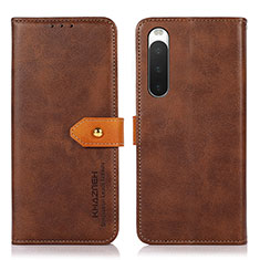 Funda de Cuero Cartera con Soporte Carcasa N07P para Sony Xperia 10 IV Marron