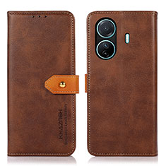 Funda de Cuero Cartera con Soporte Carcasa N07P para Vivo T1 5G Marron