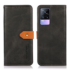 Funda de Cuero Cartera con Soporte Carcasa N07P para Vivo V21e 4G Negro