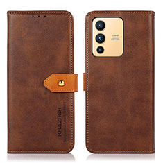 Funda de Cuero Cartera con Soporte Carcasa N07P para Vivo V23 5G Marron