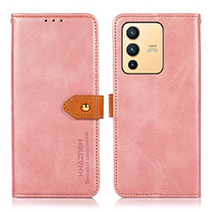 Funda de Cuero Cartera con Soporte Carcasa N07P para Vivo V23 5G Rosa