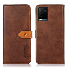 Funda de Cuero Cartera con Soporte Carcasa N07P para Vivo Y21a Marron