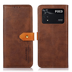 Funda de Cuero Cartera con Soporte Carcasa N07P para Xiaomi Poco M4 Pro 4G Marron