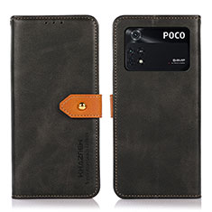 Funda de Cuero Cartera con Soporte Carcasa N07P para Xiaomi Poco M4 Pro 4G Negro