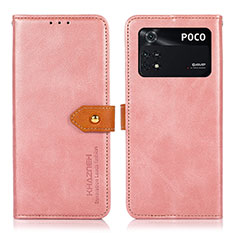 Funda de Cuero Cartera con Soporte Carcasa N07P para Xiaomi Poco M4 Pro 4G Rosa