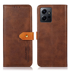 Funda de Cuero Cartera con Soporte Carcasa N07P para Xiaomi Redmi Note 12 4G Marron