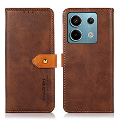 Funda de Cuero Cartera con Soporte Carcasa N07P para Xiaomi Redmi Note 13 Pro 5G Marron