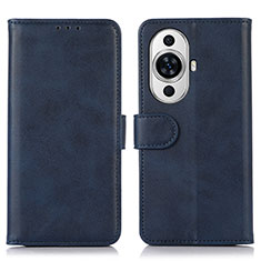 Funda de Cuero Cartera con Soporte Carcasa N08P para Huawei Nova 11 Azul