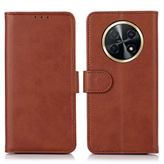 Funda de Cuero Cartera con Soporte Carcasa N08P para Huawei Nova Y91 Marron