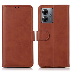 Funda de Cuero Cartera con Soporte Carcasa N08P para Motorola Moto G14 Marron