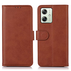 Funda de Cuero Cartera con Soporte Carcasa N08P para Motorola Moto G54 5G Marron