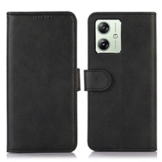 Funda de Cuero Cartera con Soporte Carcasa N08P para Motorola Moto G54 5G Negro