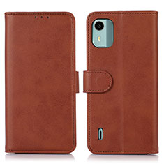 Funda de Cuero Cartera con Soporte Carcasa N08P para Nokia C12 Marron