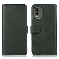 Funda de Cuero Cartera con Soporte Carcasa N08P para Nokia C210 Verde