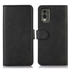 Funda de Cuero Cartera con Soporte Carcasa N08P para Nokia C32 Negro