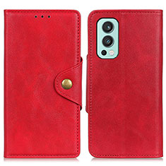 Funda de Cuero Cartera con Soporte Carcasa N08P para OnePlus Nord 2 5G Rojo