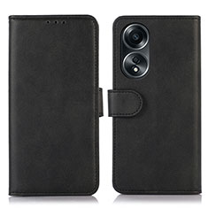 Funda de Cuero Cartera con Soporte Carcasa N08P para Oppo A18 Negro